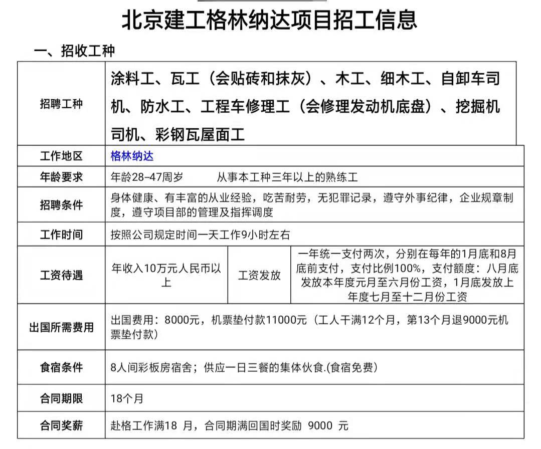 格林纳达：瓦工、司机等