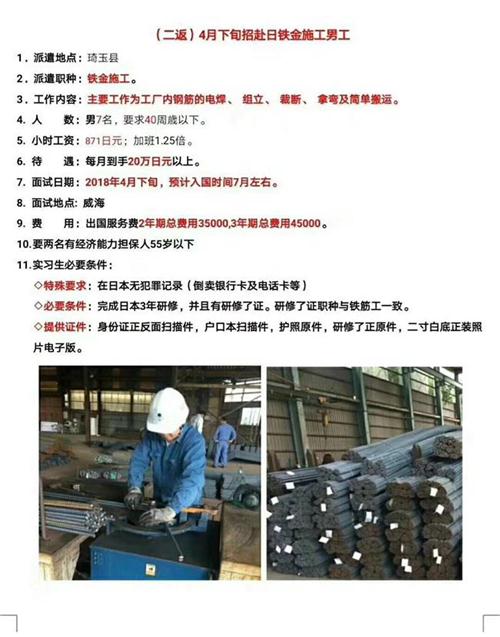 肥城才华劳务日本项目近期招生项目